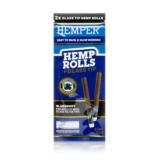 Buy Hemper - King Size Hemp Rolls + Glass Tip (Blueberry) | Slimjim India