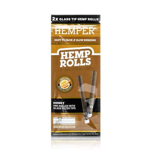 Buy Hemper - King Size Hemp Rolls + Glass Tip (Honey) | Slimjim India