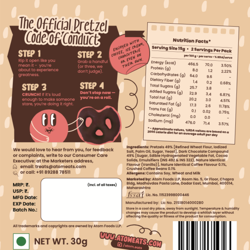Load image into Gallery viewer, Atom Eats - Dark Chocolate Dipped Pretzels 30g each (Pack of 2)
