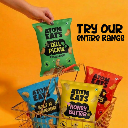Buy Atom Eats - Dill Pickle Potato Chips 60g each (Pack of 2) Snacks | Slimjim India