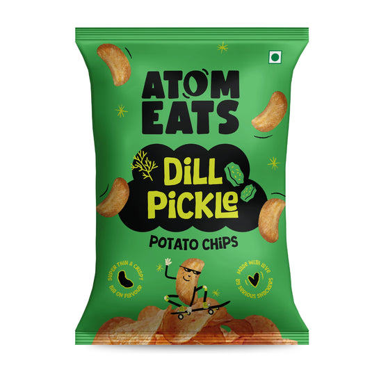 Buy Atom Eats - Dill Pickle Potato Chips 60g each (Pack of 2) Snacks | Slimjim India