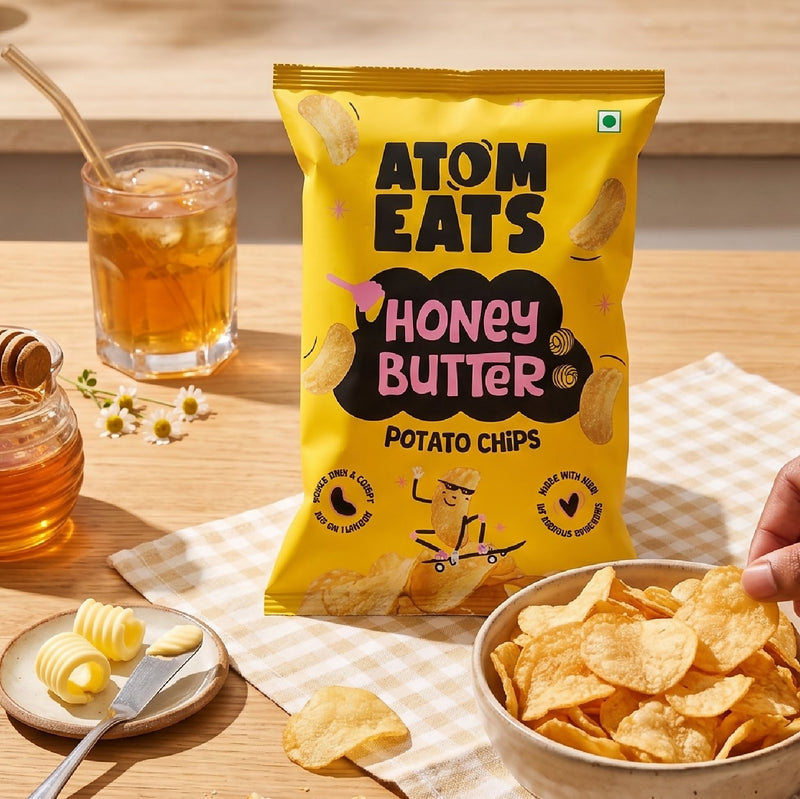 Load image into Gallery viewer, Buy Atom Eats - Honey Butter Potato Chips 60g each (Pack of 2) Snacks | Slimjim India
