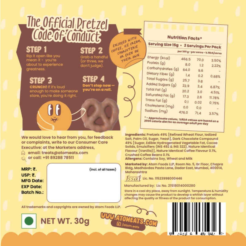 Load image into Gallery viewer, Buy Atom Eats - Milk Chocolate Pretzels 30g each (Pack of 2) Snacks | Slimjim India
