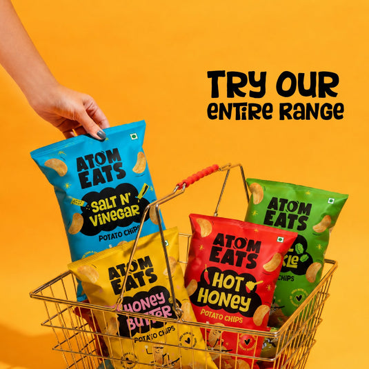 Buy Atom Eats - Salt N' Vinegar Potato Chips 60g each (Pack of 2) Snacks | Slimjim India