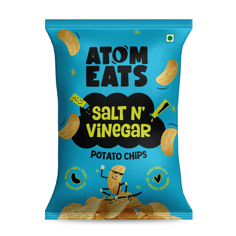 Load image into Gallery viewer, Buy Atom Eats - Salt N' Vinegar Potato Chips 60g each (Pack of 2) Snacks | Slimjim India

