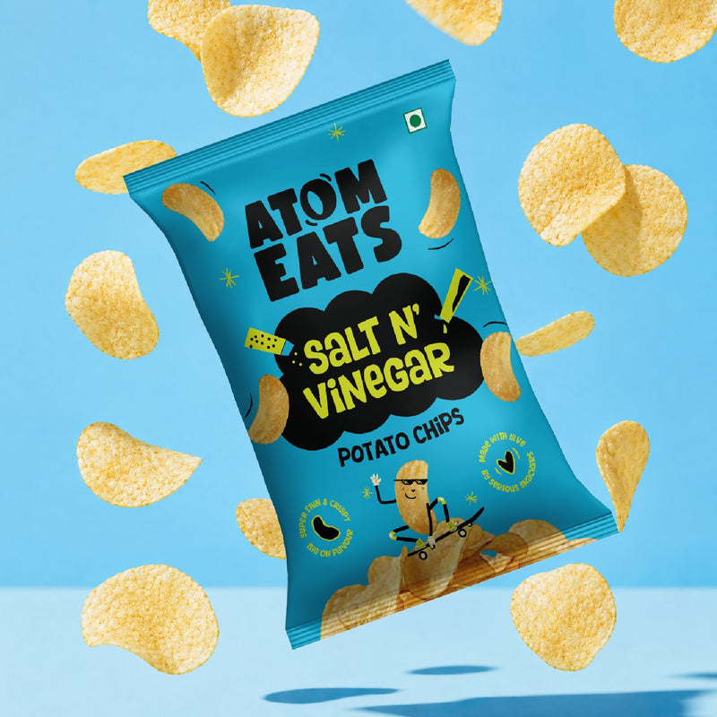 Load image into Gallery viewer, Buy Atom Eats - Salt N' Vinegar Potato Chips 60g each (Pack of 2) Snacks | Slimjim India
