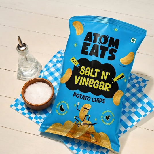 Buy Atom Eats - Salt N' Vinegar Potato Chips 60g each (Pack of 2) Snacks | Slimjim India