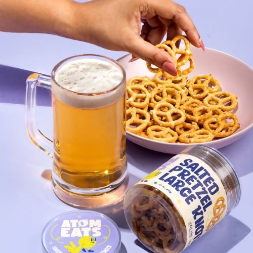 Load image into Gallery viewer, Buy Atom Eats - Salted Large Pretzel Knots (60g) (Jar of 2) Snacks | Slimjim India
