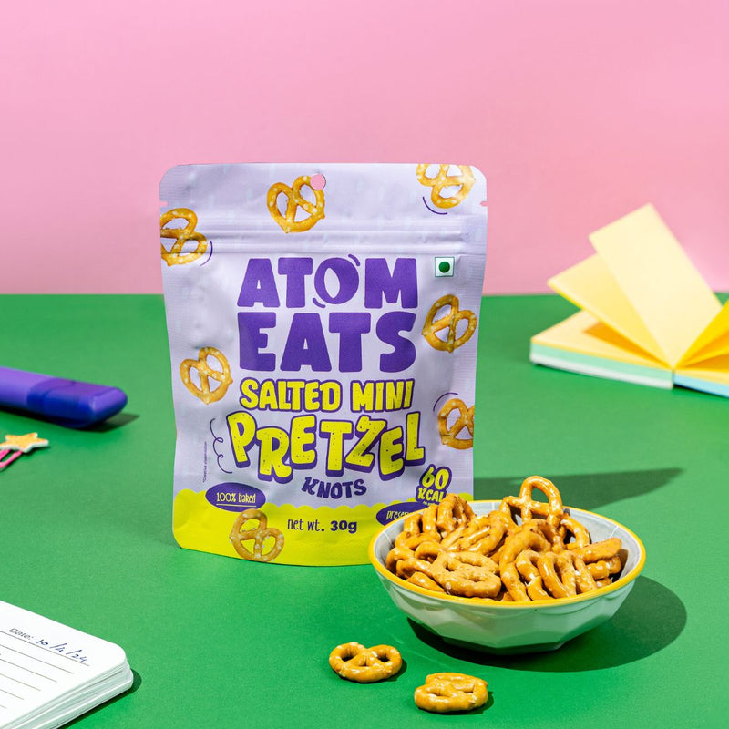 Load image into Gallery viewer, Buy Atom Eats - Salted Pretzel Mini Knots 30g each (Pack of 2) Snacks | Slimjim India
