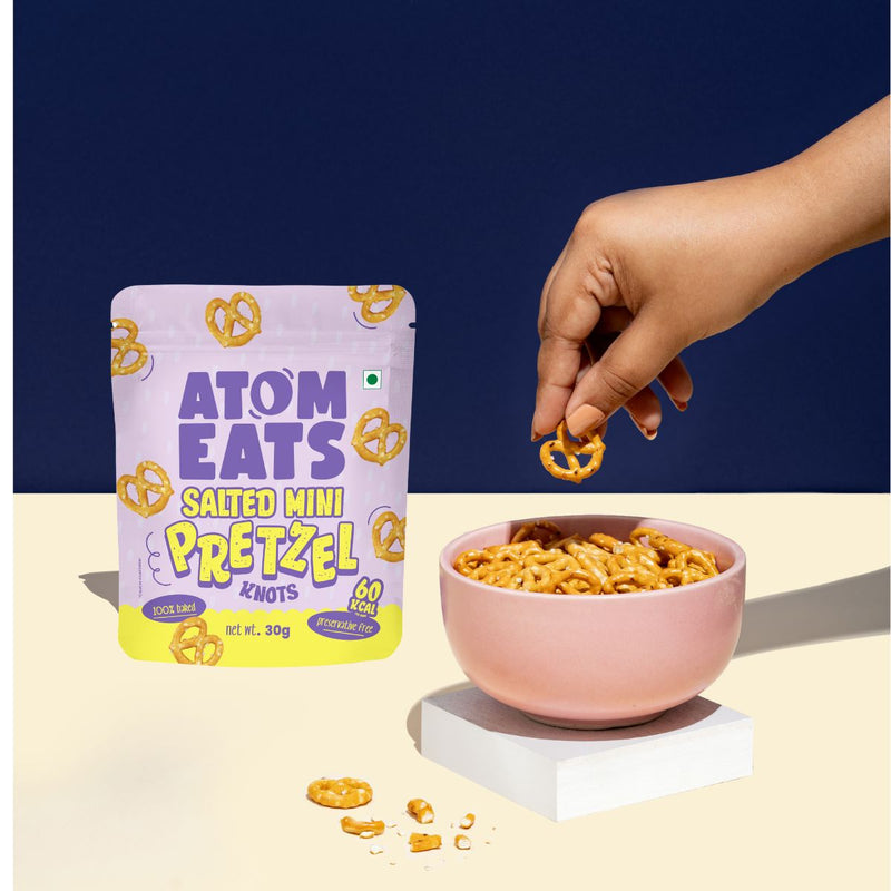 Load image into Gallery viewer, Buy Atom Eats - Salted Pretzel Mini Knots 30g each (Pack of 2) Snacks | Slimjim India
