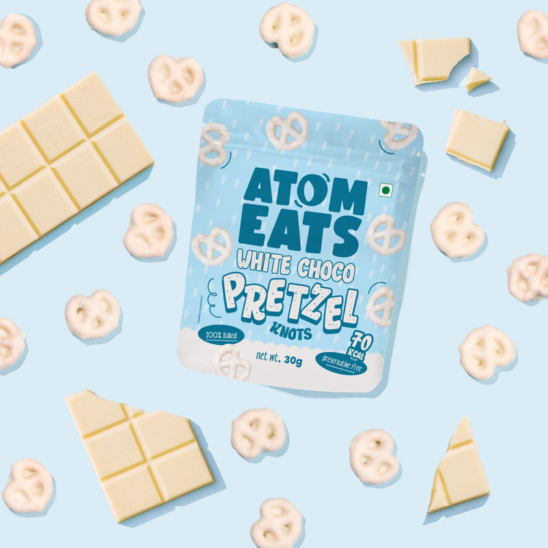 Load image into Gallery viewer, Buy Atom Eats - White Chocolate Dipped Pretzels 30g each (Pack of 2) Snacks | Slimjim India

