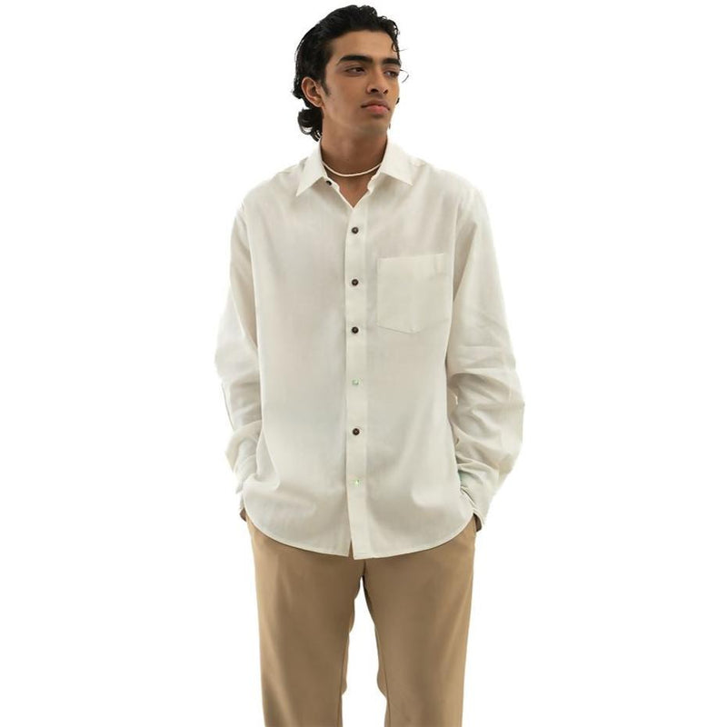 Load image into Gallery viewer, Buy Cannabie - Full sleeves Hemp solid shirt Off White Full sleeves solid shirt | Slimjim India
