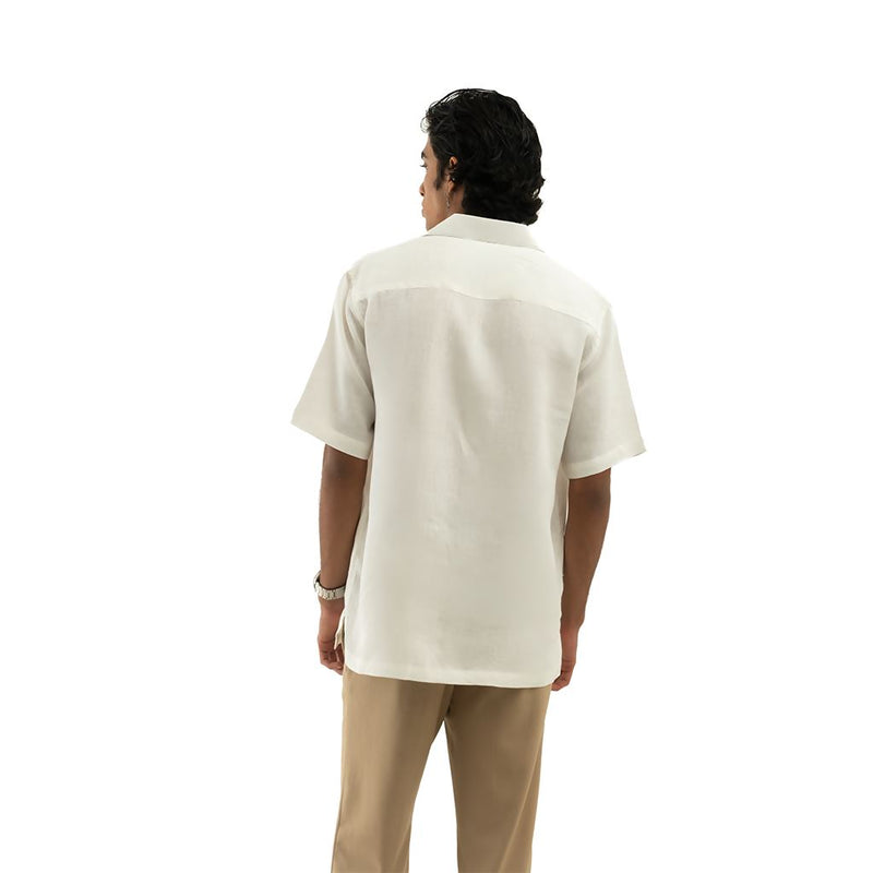 Load image into Gallery viewer, Buy Cannabie - ORIGINALS : Cuban Collar Hemp Shirt Solid Off White Cuban Collar Hemp Solid Shirt | Slimjim India
