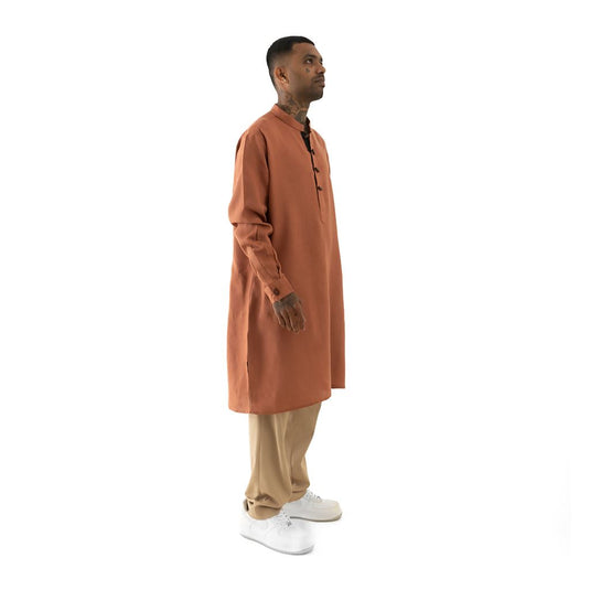 Buy Cannabie - Pure Hemp Kurta Long Black Brick Red Pure Hemp Long Kurta | Slimjim India