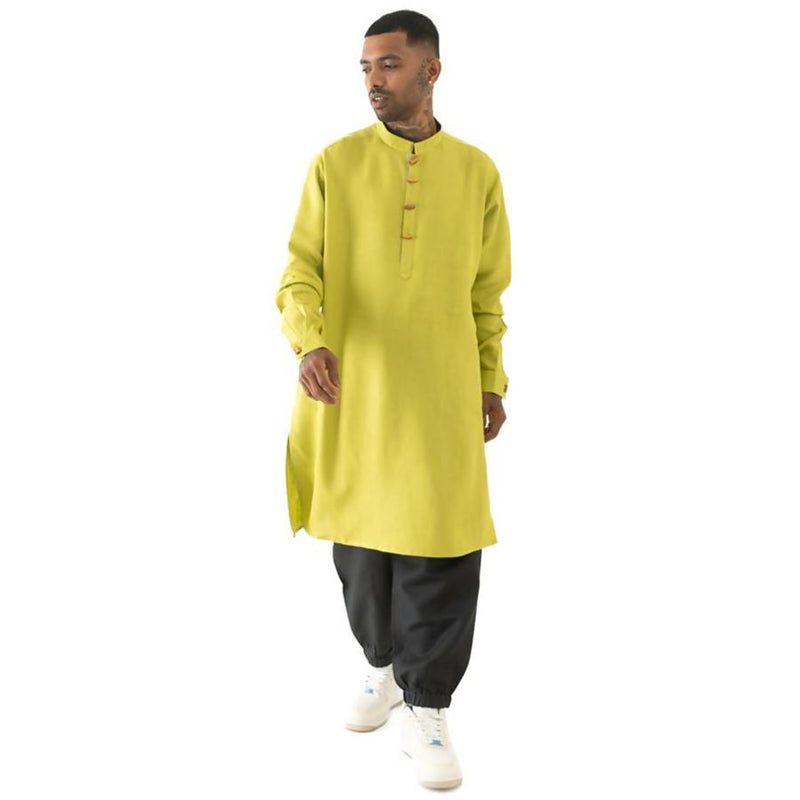 Load image into Gallery viewer, Buy Cannabie - Pure Hemp Kurta Long Black Green Pure Hemp Long Kurta | Slimjim India
