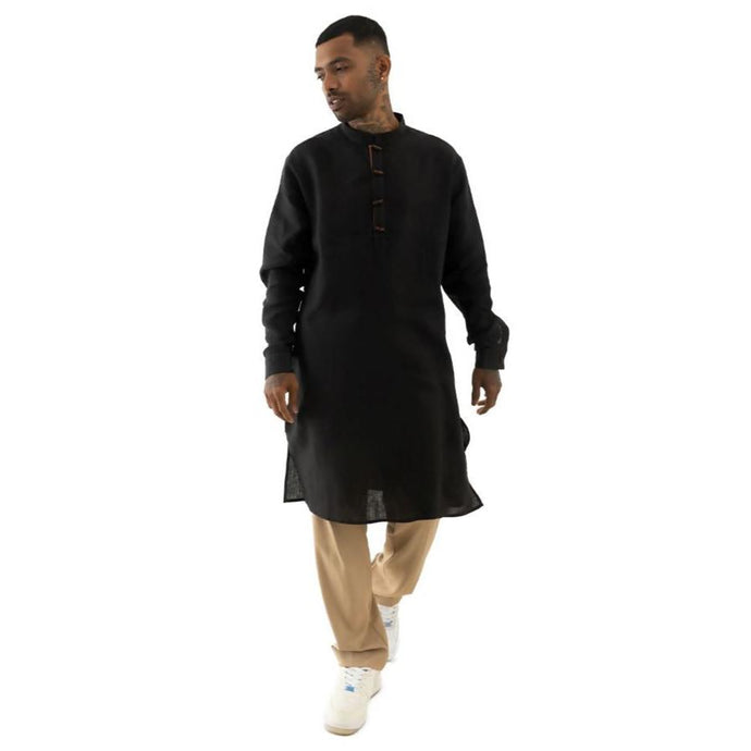 Buy Cannabie - Pure Hemp Kurta Long Black Pure Hemp Long Kurta Black | Slimjim India