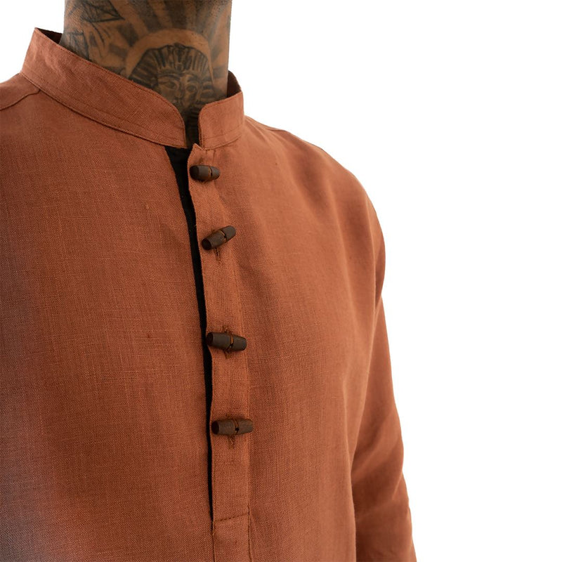 Load image into Gallery viewer, Buy Cannabie - Pure Hemp Short Kurta Shirt - Solid Brick Red Pure Hemp Short Kurta Shirt | Slimjim India
