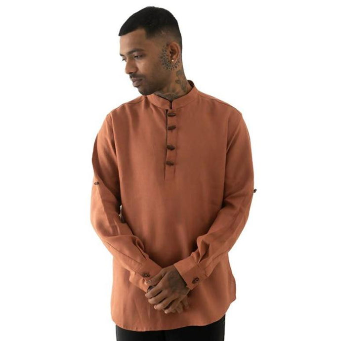 Buy Cannabie - Pure Hemp Short Kurta Shirt - Solid Brick Red Pure Hemp Short Kurta Shirt | Slimjim India