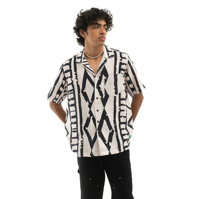 Buy Cannabie - Tribal Print Cuban Collar Hemp Shirt Half Sleeve Shirt | Slimjim India