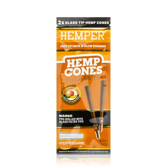 Buy Hemper - King Size Hemp Cones + Glass Tip (Mango) | Slimjim India