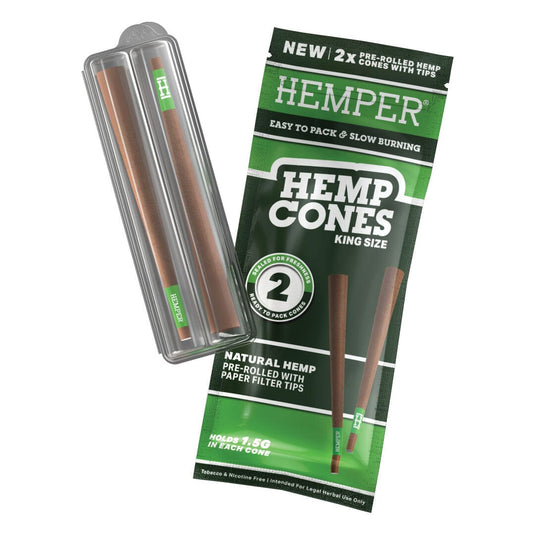 Buy Hemper - King Size Hemp Cones With Paper Tip (Pack of 2) Natural Hemp | Slimjim India