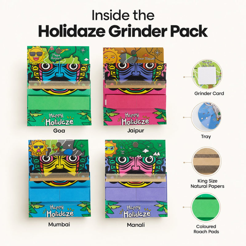 Load image into Gallery viewer, Buy Holidaze (Ind) - King Size Papers + Grinder + Tray Rolling Papers + Tips | Slimjim India
