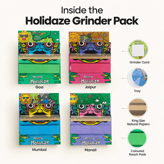 Buy Holidaze (Ind) - King Size Papers + Grinder + Tray Rolling Papers + Tips | Slimjim India