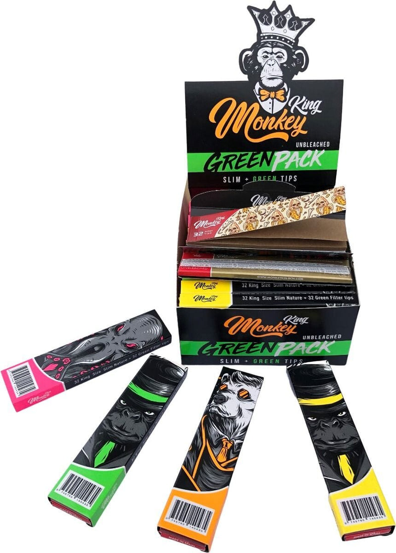 Load image into Gallery viewer, Buy Monkey King - Green Pack KS + Green Tips rolling papers | Slimjim India

