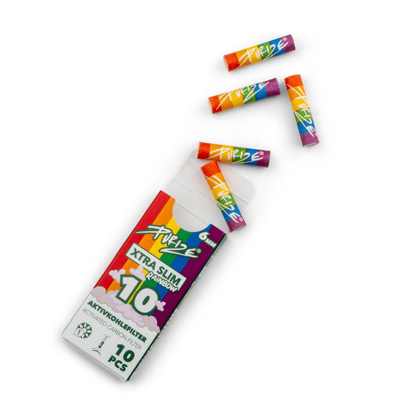 Load image into Gallery viewer, Buy Purize - Rainbow XTRA Slim Size (6MM) (Pack of 10) Active Charcoal Filter | Slimjim India
