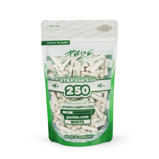 Buy Purize - White Xtra Slim Filters (6MM) (Pack of 250) Active Charcoal Filter | Slimjim India