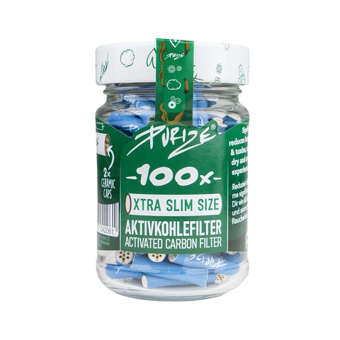 Buy Purize XTRA Slim Size (6MM) (Jar of 100) Active Charcoal Filter Blue | Slimjim India