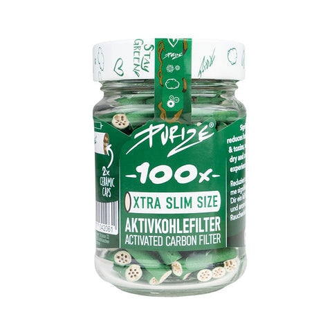 Load image into Gallery viewer, Buy Purize XTRA Slim Size (6MM) (Jar of 100) Active Charcoal Filter Green | Slimjim India
