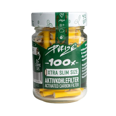 Load image into Gallery viewer, Buy Purize XTRA Slim Size (6MM) (Jar of 100) Active Charcoal Filter Yellow | Slimjim India
