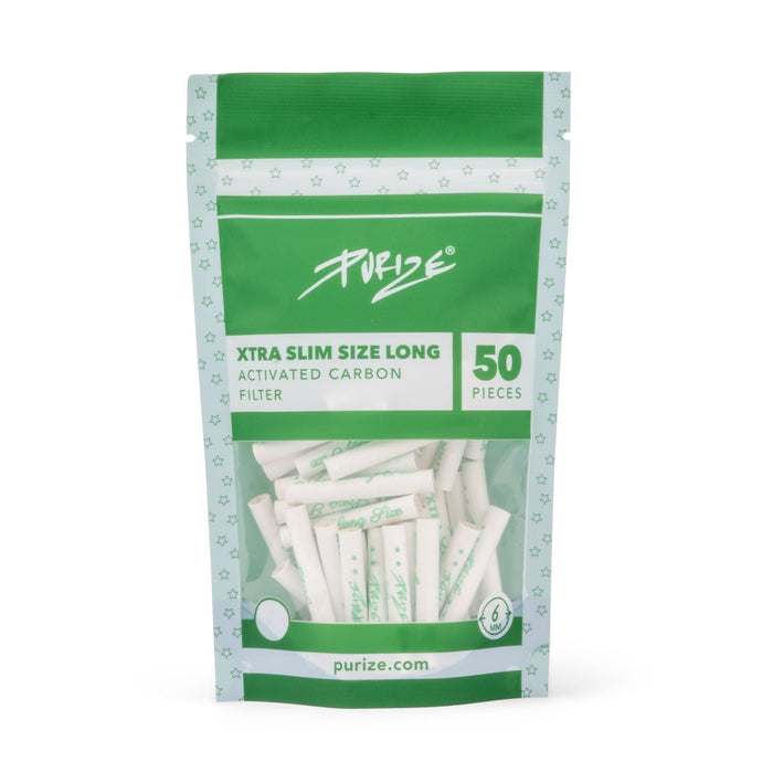 Buy Purize XTRA Slim Size Long (6MM) (Pack of 50) Active Charcoal Filter White | Slimjim India