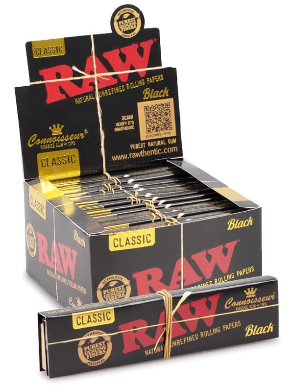 Load image into Gallery viewer, Buy RAW Black Connoisseur Papers + Tips Paraphernalia 24 | Slimjim India
