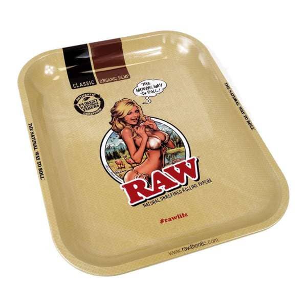 Load image into Gallery viewer, Buy RAW Girl Metal Rolling Tray Rolling Tray Medium | Slimjim India
