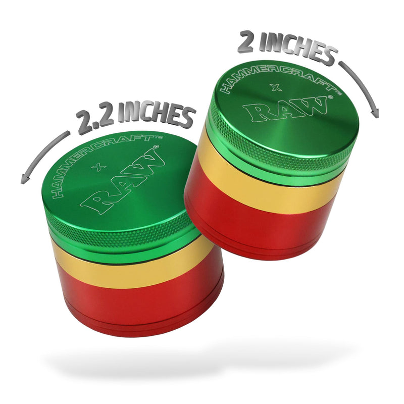 Load image into Gallery viewer, Buy RAW X Hammercraft - 4 Piece Aluminum Grinder (Rasta) Grinder | Slimjim India
