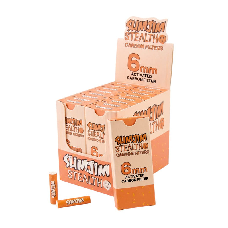 Load image into Gallery viewer, Buy Slimjim - Stealth 6mm Carbon Filters (Box of 20) | Slimjim India
