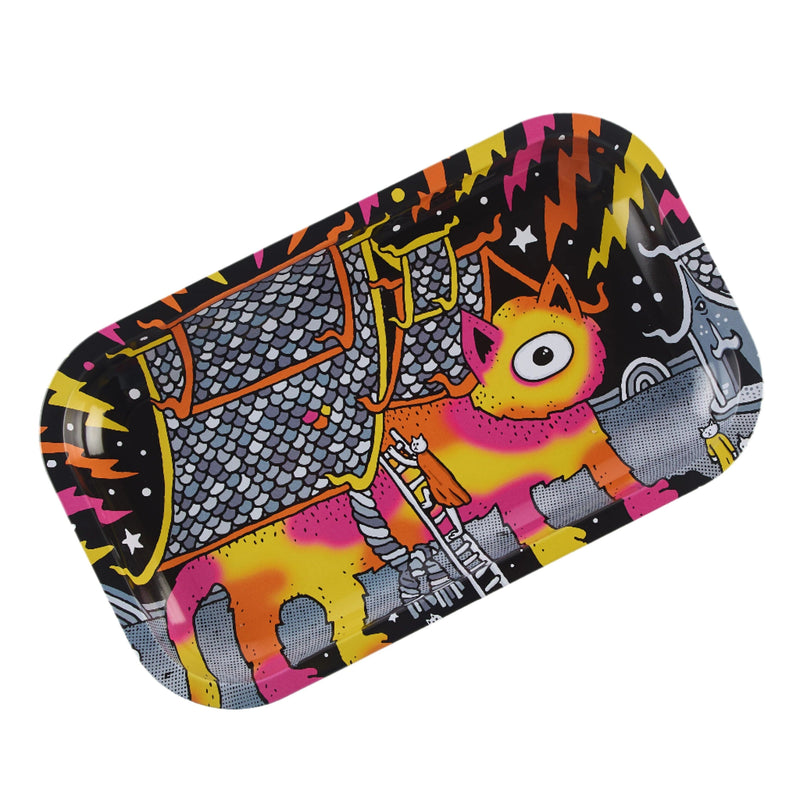 Load image into Gallery viewer, Buy Slimjim X Jacob 9 Lives Tray - Fire Cat (Medium) rolling tray | Slimjim India
