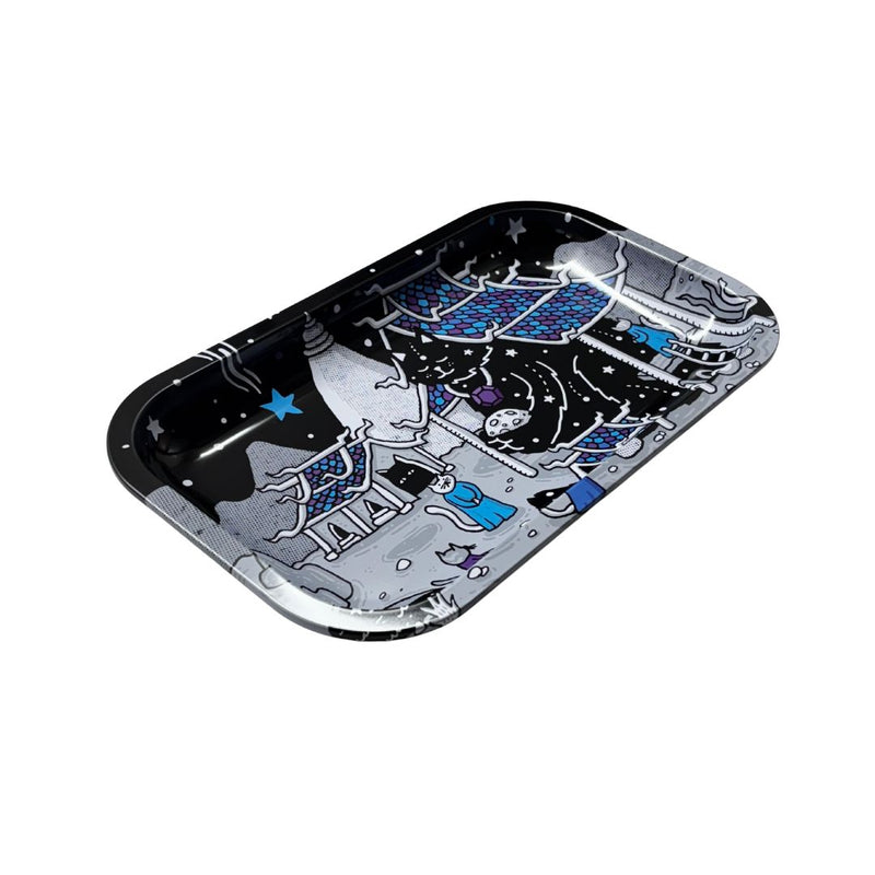 Load image into Gallery viewer, Buy Slimjim X Jacob 9 Lives Tray - Night Kitties (Medium) rolling tray | Slimjim India
