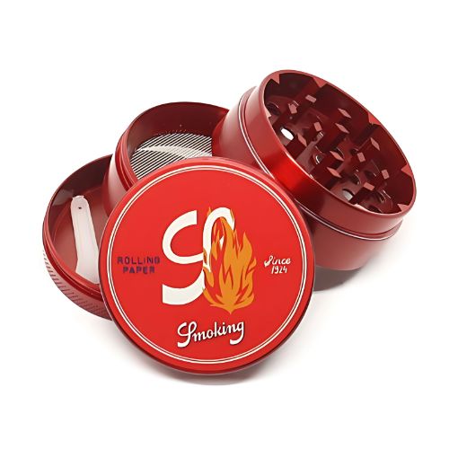 Buy Smoking - Metallic Red Grinder (4 Part) Grinder | Slimjim India