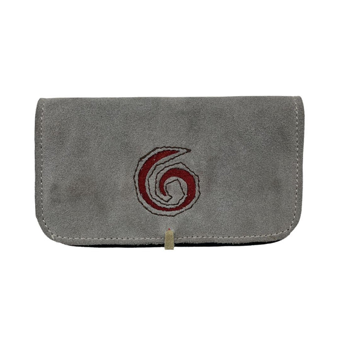 Buy Handcrafted Leather Pouch Leather pouch Red on Grey Spiral | Slimjim India