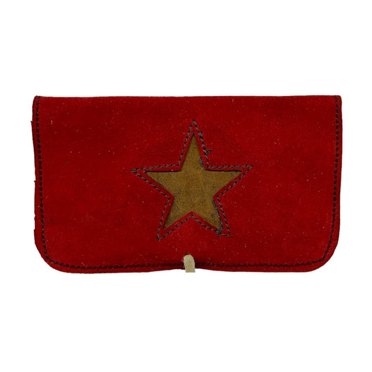 Buy Handcrafted Leather Pouch Leather pouch Red Star | Slimjim India