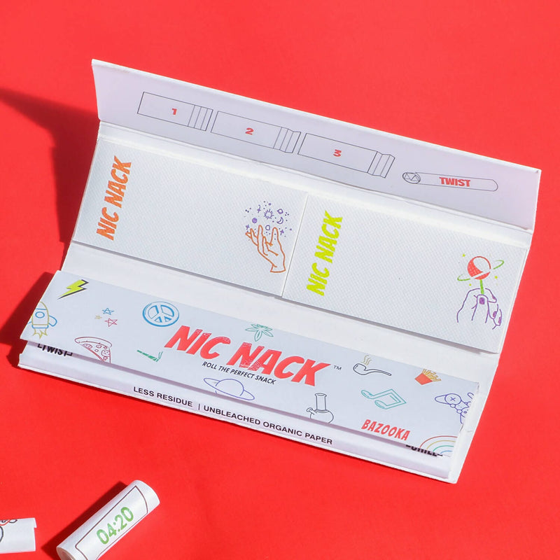 Load image into Gallery viewer, Buy NIC NACK - JOINT PACK - 33 Papers + 33 PRINTED TIPS Roach Paper + Roach Book Pack of 25 White | Slimjim India

