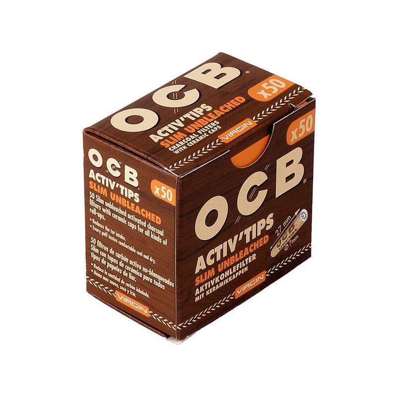 Load image into Gallery viewer, OCB ACTIV&#39;TIPS SLIM - UNBLEACHED CHARCOAL FILTERS (7mm) Charcoal Filters gizeh 
