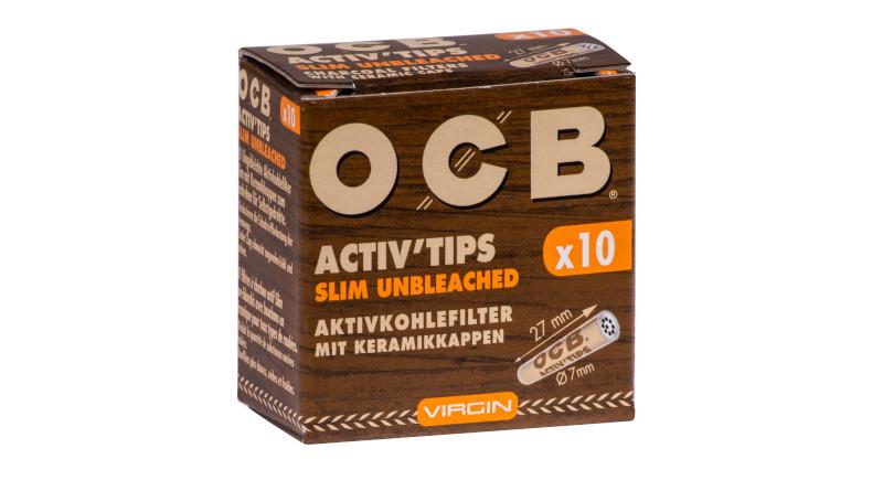 Load image into Gallery viewer, Buy OCB ACTIV&#39;TIPS SLIM - Virgin CHARCOAL FILTERS (7mm) Charcoal Filters Pack of 10 | Slimjim India
