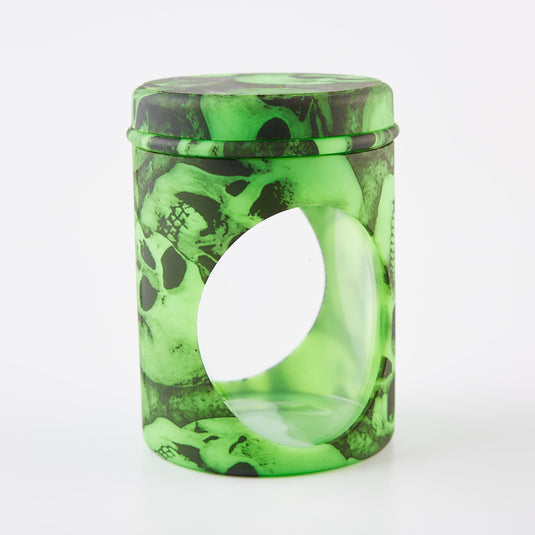 Buy Silicone & Glass Stash Jar Storage Jars Green Skull | Slimjim India