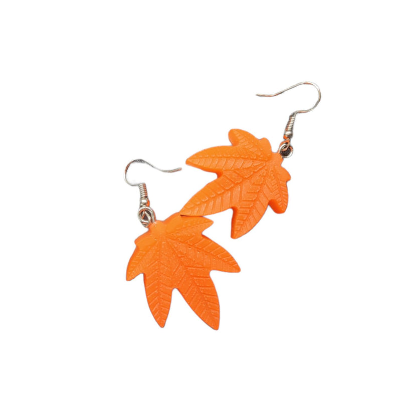 Load image into Gallery viewer, Small Leaf Earrings earrings Aashna Art Orange 
