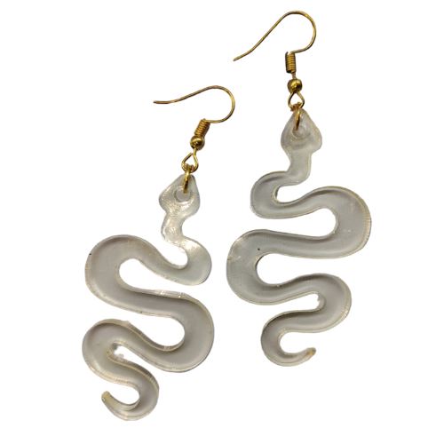 Load image into Gallery viewer, Buy The Serpent - Resin Earrings earrings Clear Snake | Slimjim India
