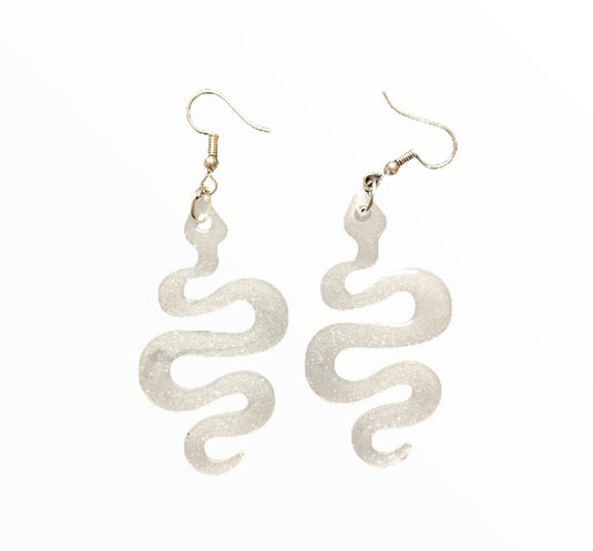 The Serpent - Resin Earrings earrings Jabra Junction White Mamba 